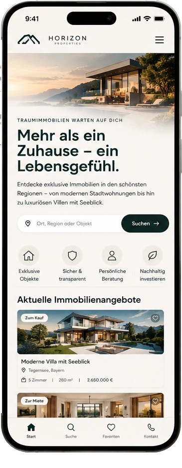 Derselbe Immobilien-Entwurf auf dem Handy